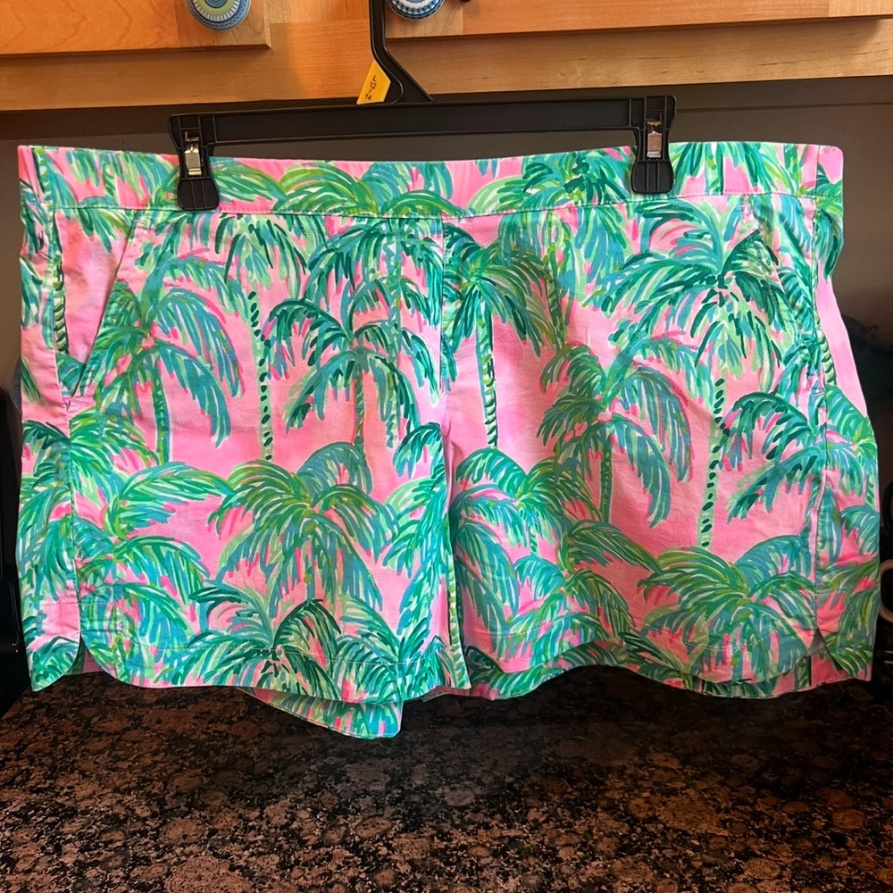 Lilly Pulitzer Pink and Green Leaf Print Shorts